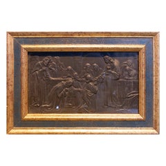 1950s Spanish Brass Framed Repoussé Scene of Christ Giving Communion