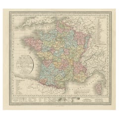 Carte ancienne de la France et de l'île de Corsica, vers 1825