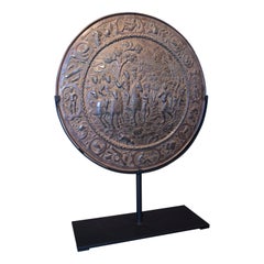 1930s German "Grand Tour" Classical Bronze Shield w/ Battle Scenes Repoussé
