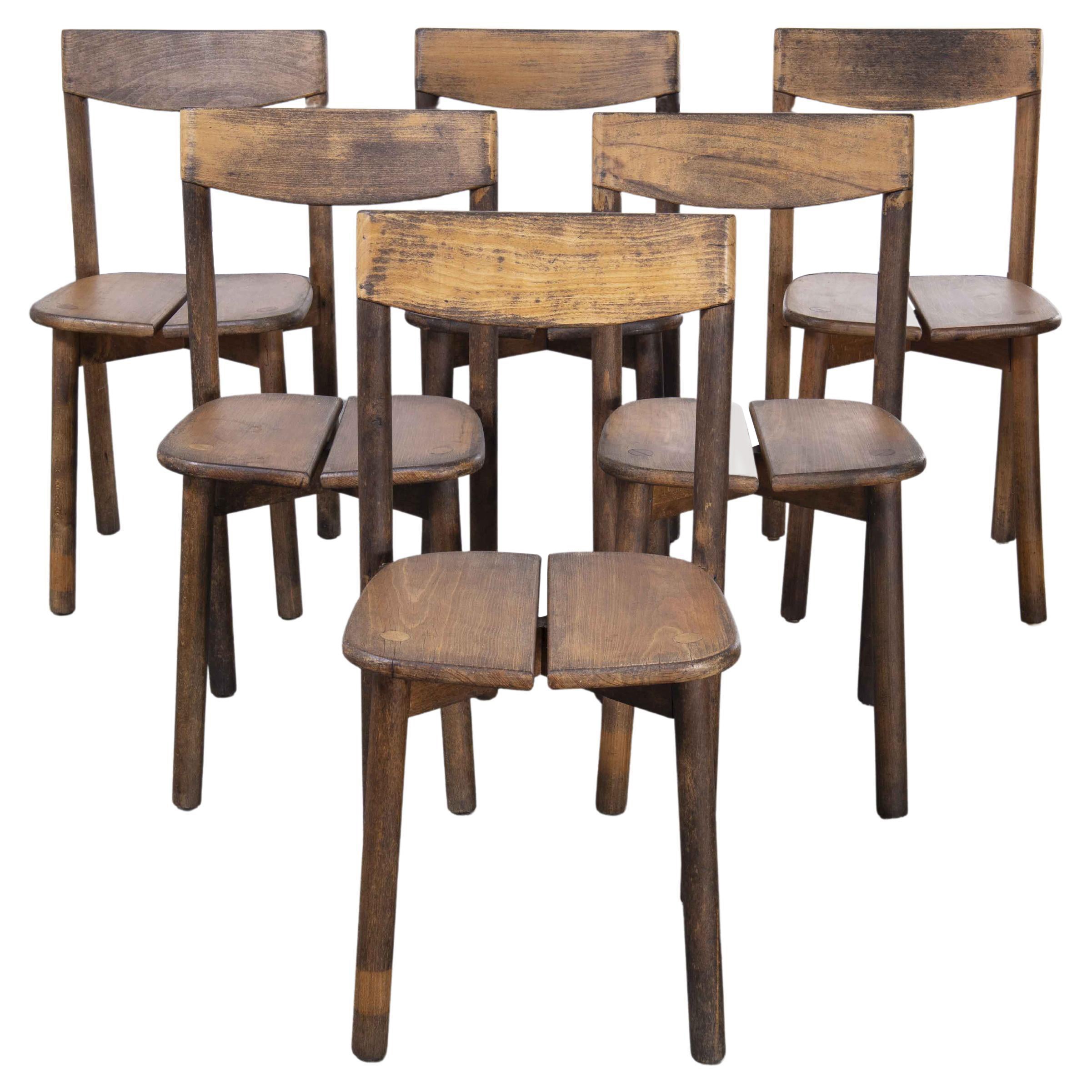 1950's French Oak Dining Chairs by Pierre Gautier-Delaye, Set of Six