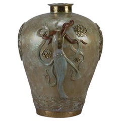Cold Painted Limited Edition Bronze Vase "Oriental Mystery" by Erté
