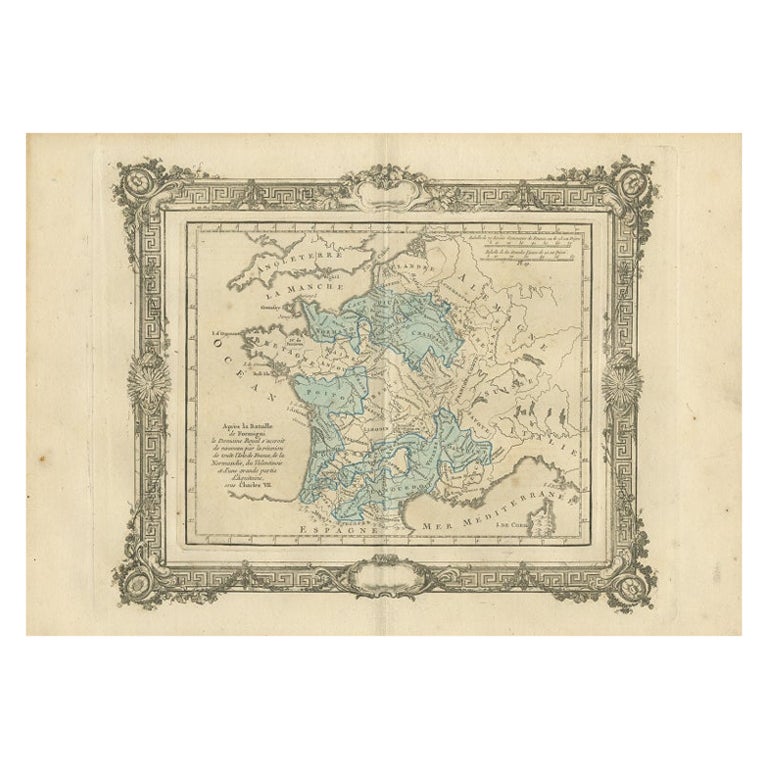 Antike Karte Frankreichs unter der Herrschaft von Karl VII. von Zannoni, 1765