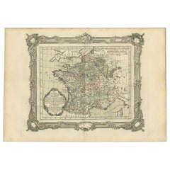 Antike Karte Frankreichs unter der Herrschaft Karls VII. von Zannoni, 1765