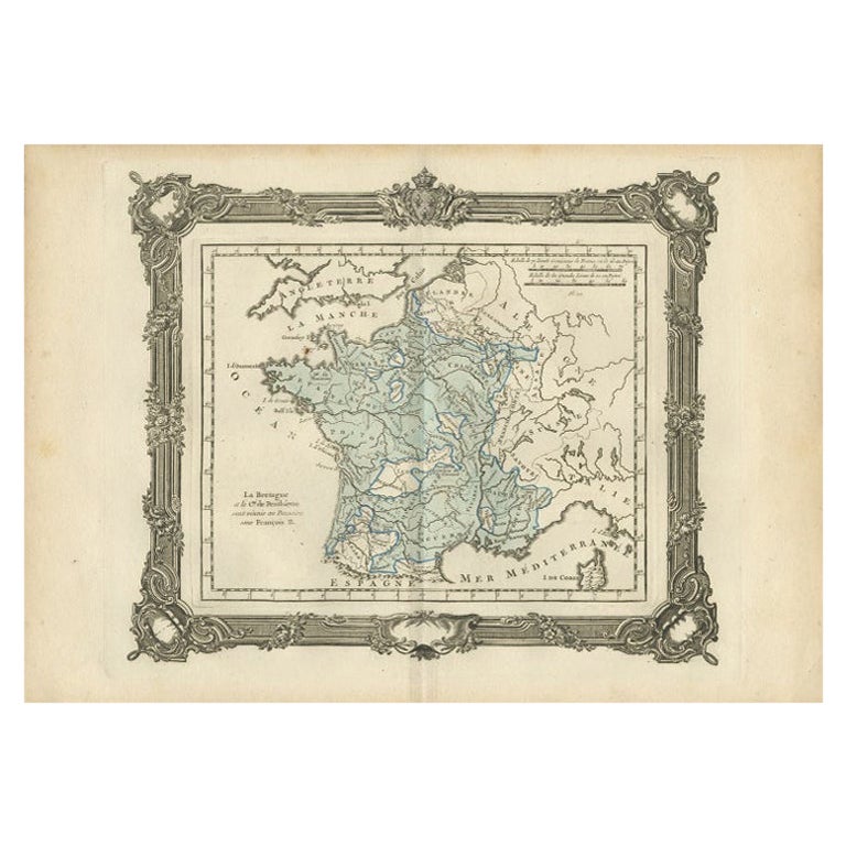 Antique Map of France under the Reign of Francois II, 1765 For Sale