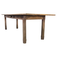 1920's French Rectangular Farmhouse Dining Table, Three Plank Top