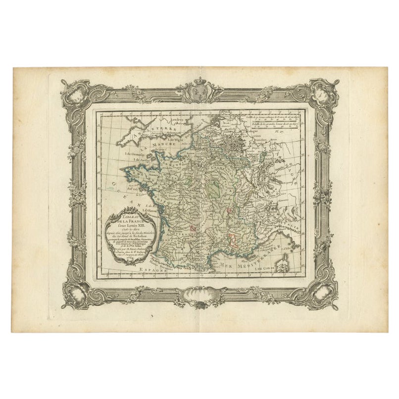 Antique Map of France under the Reign of Louis XIII by Zannoni, 1765 For Sale