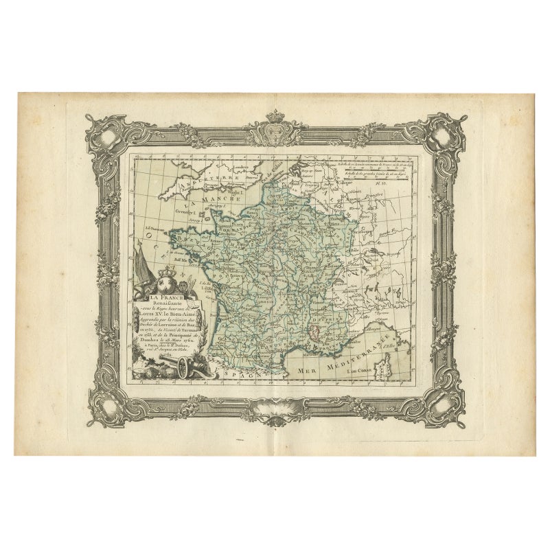 Antique Map of France under the Reign of Louis XV by Zannoni, 1765 For Sale