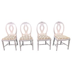 Chaises de salle à manger gustaviennes suédoises Roseback peintes en blanc, lot de 4, 1960-1980
