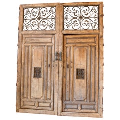 18th Century Spanish "Cortijo" Double Door w/ Bronze & Wrought Iron Grille