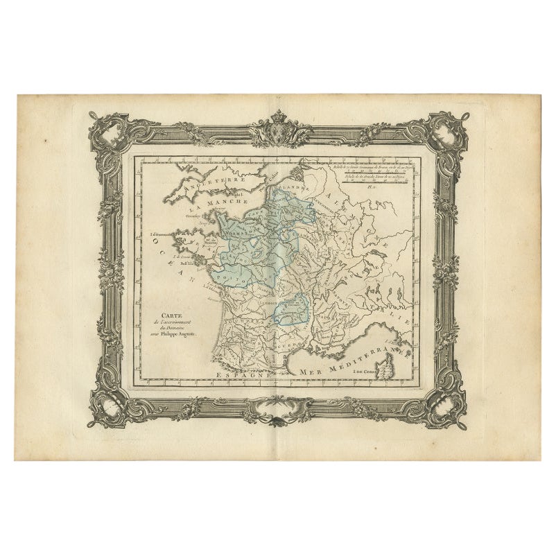 Antique Map of France under the Reign of Philip II by Zannoni, 1765 For Sale