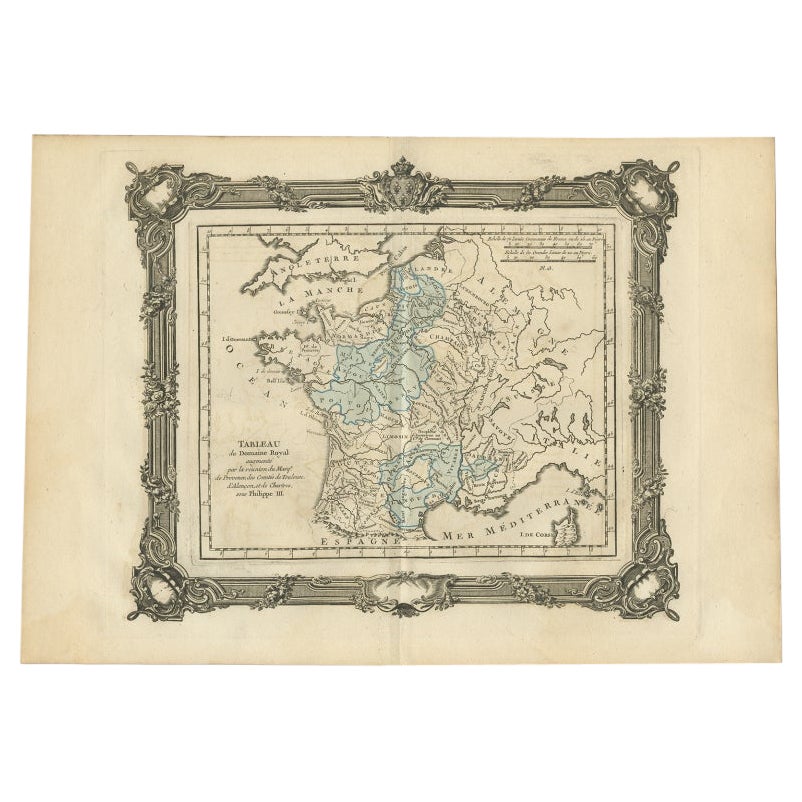 Antike Karte Frankreichs unter der Herrschaft von Philip III. von Zannoni, 1765