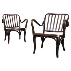 1930's Bentwood Thonet A752 Low Arm Chairs Model A752 by Joseph Frank, Pair