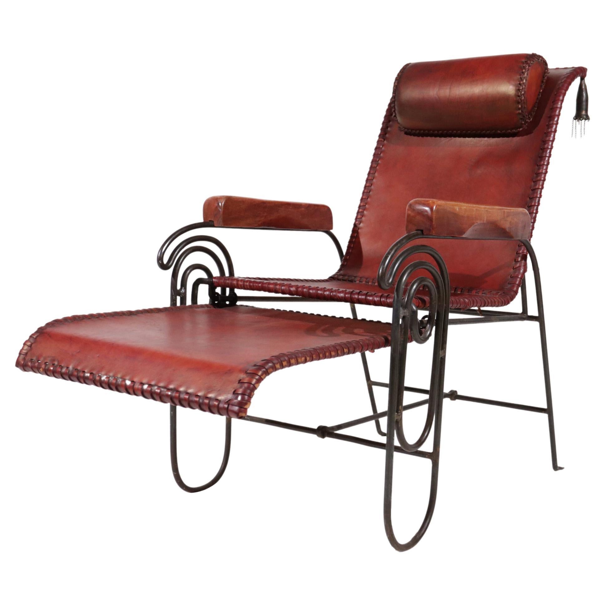French Art Deco Leather Lounge Chair at 1stDibs