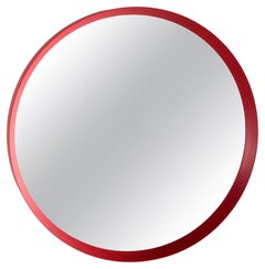 Vintage Red Round Plastic Mirror from the 1960s
