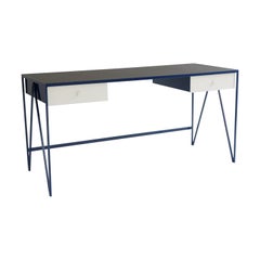 Large Two Tone Bespoke Study Desk with Linoleum Top and Drawer, Customizable