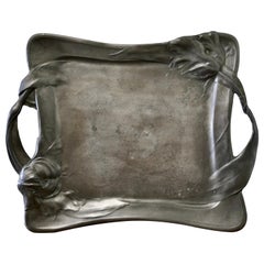 Antique French Art Nouveau Pewter Tray