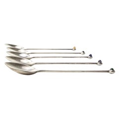 Five-Piece Set of .925 Silver Tea Spoons by Josef Hoffmann for Pott, circa 1955