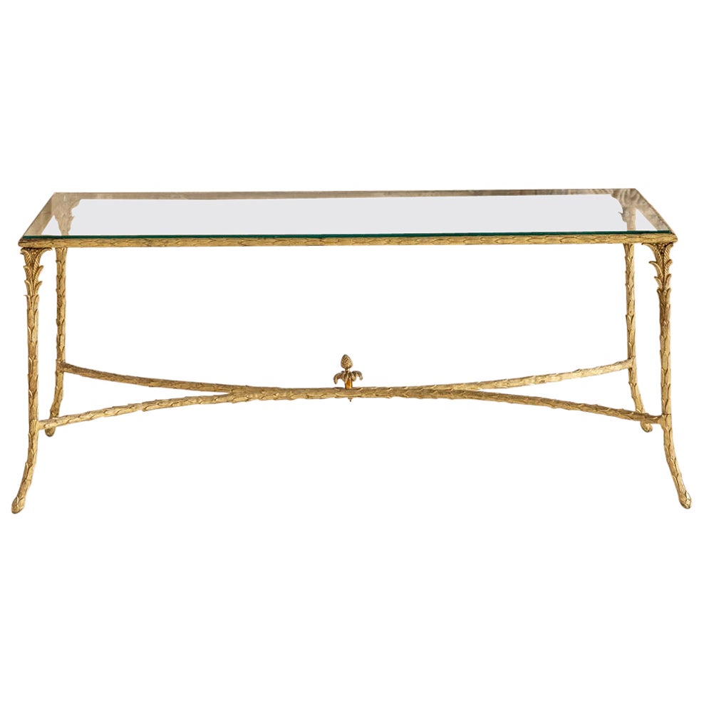 Brass and Glass Coffee Table Attributed to Maison Baguès