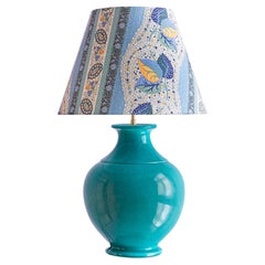 Vintage Ceramic Table Lamp with Customized Shade by The Apartment, France 1980's