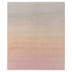 Rug & Kilim's Hand-Knotted Modern Gradiant Rug in Pink, Beige and Blue Pattern