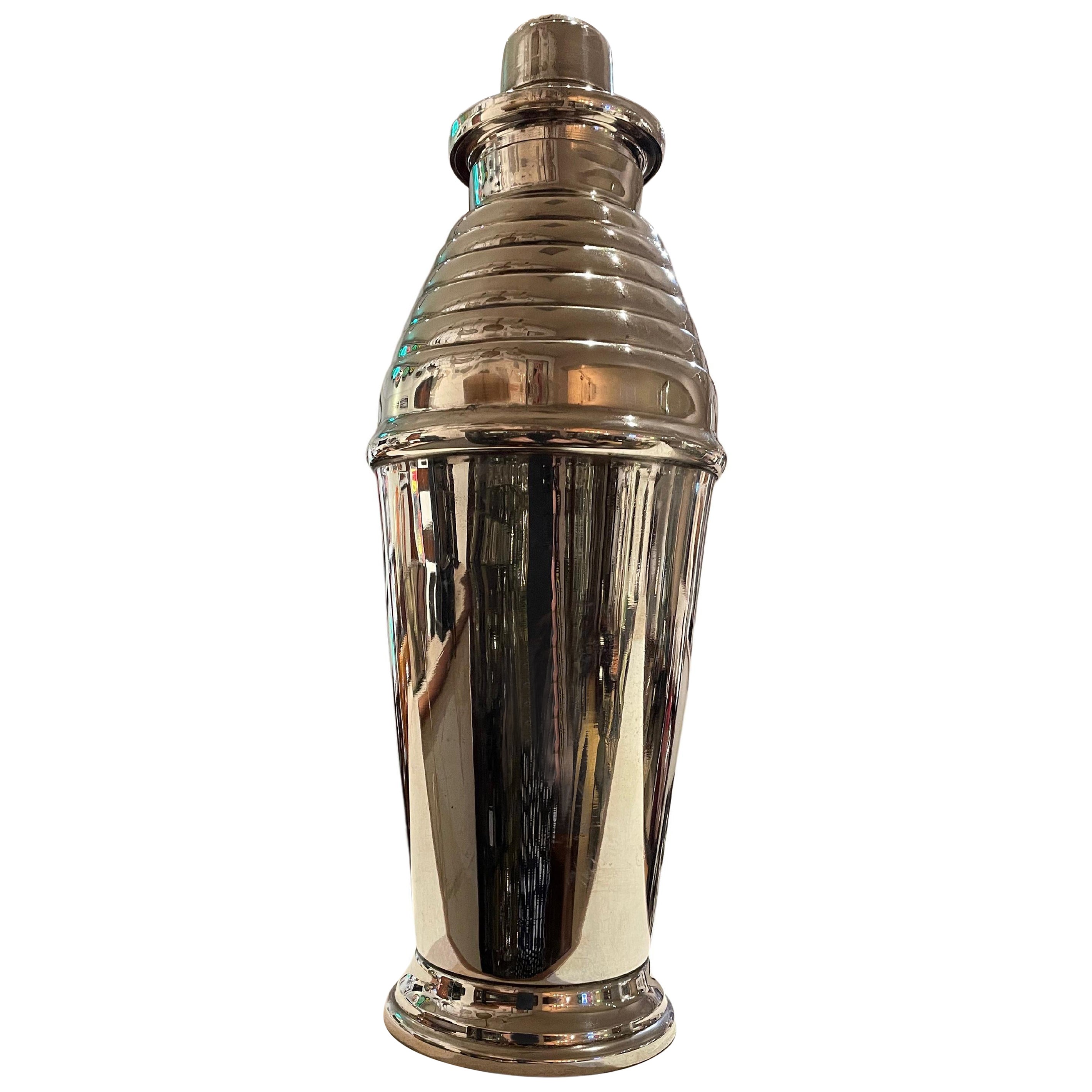 Silver-Plated Stepped Up at Deco Cockatail Shaker For Sale