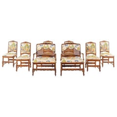 Antique Set of 8 Schumacher Provincial Wood Chinoiserie Dining Chairs by Interior Crafts