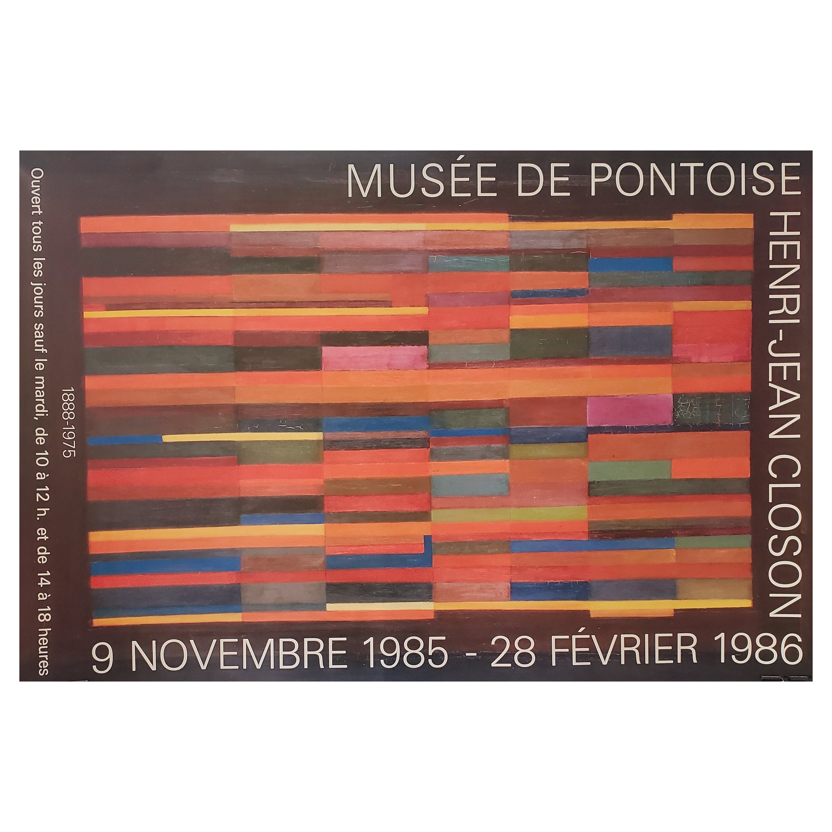 Original Vintage Exhibition Poster, 'Musee De Pontoise' Henri-Jean Closon, 1986