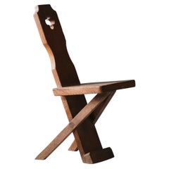 Danish Cabinetmaker, Side Chair, Carved Solid Oak, Denmark, 1930s
