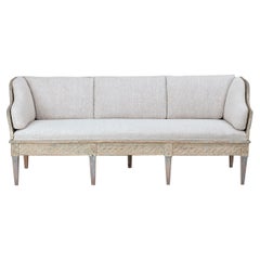 18th C. Swedish Gustavian Period Trag Sofa in Original Paint
