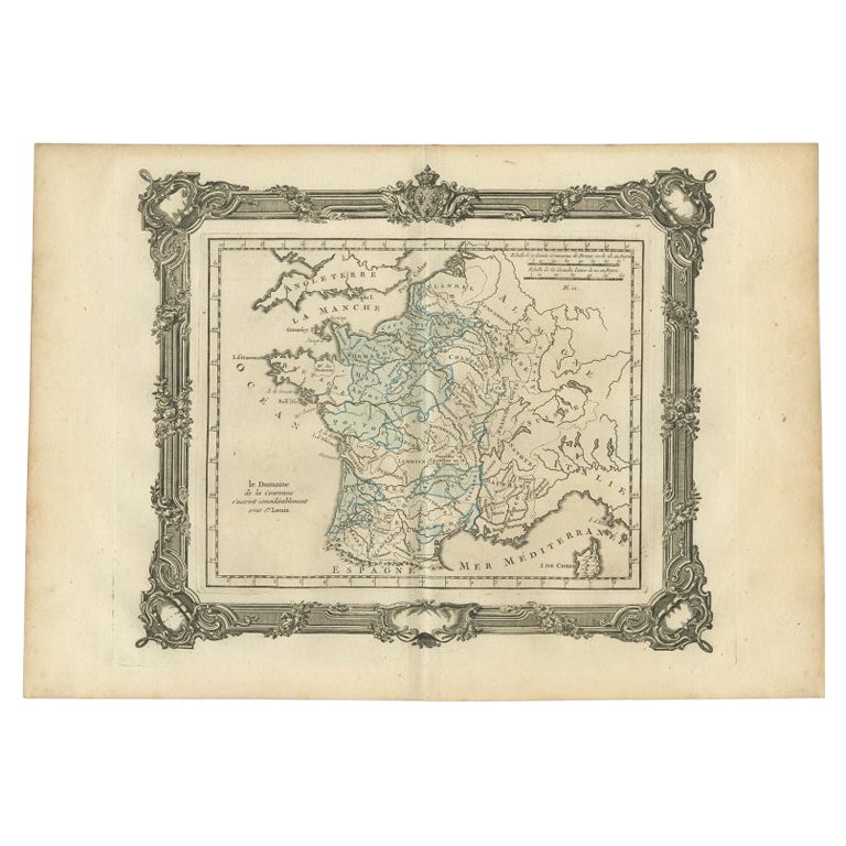 Antique Map of France under the Reign of St. Louis by Zannoni, 1765 For Sale