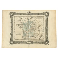 Mapa antiguo de Francia bajo el reinado de San Luis por Zannoni, 1765