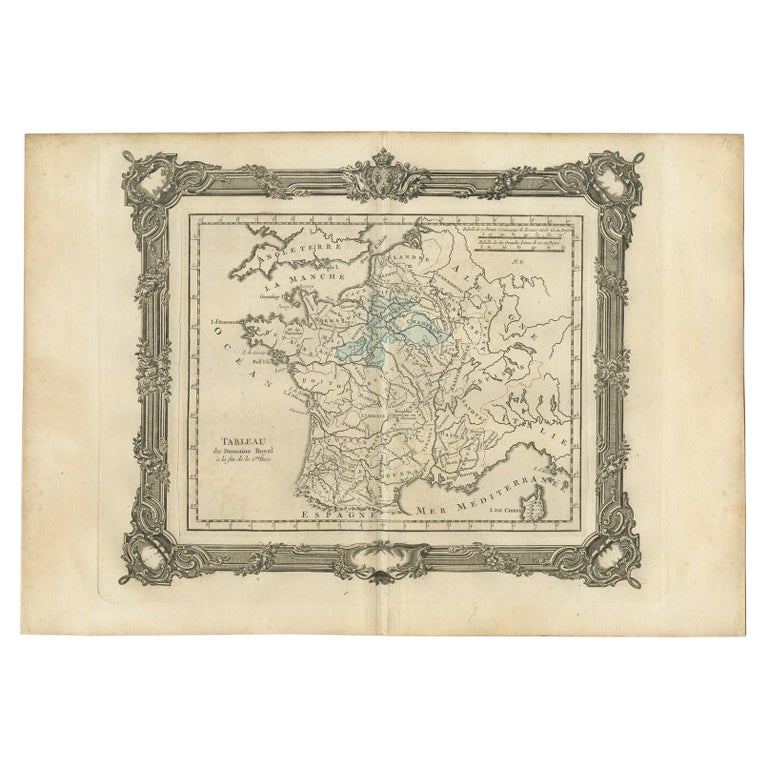 Antike Karte von Frankreich unter dem Zweiten Rennen von Zannoni, 1765