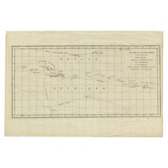 Antique Map of French Polynesia by Cook Showing His Route, 1803