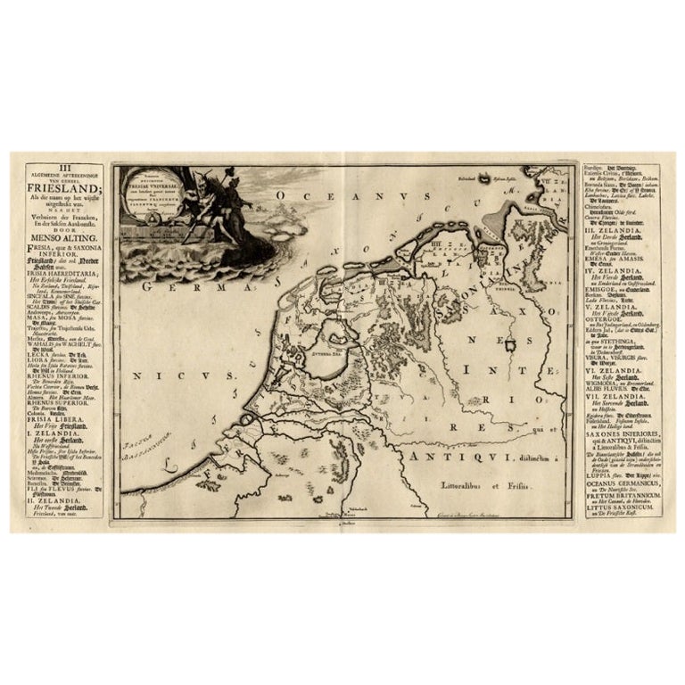 Antique Map of The Netherlands in The The Saxons and The Franks Period, 1718