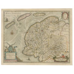 Antique Map of Friesland, The Netherlands, 1638