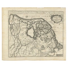 Rare Antique Map of Friesland in Roman Times, Published 1778