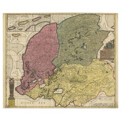 Antique Detailed Map of Friesland, Groningen and Drenthe, The Netherlands, 1706