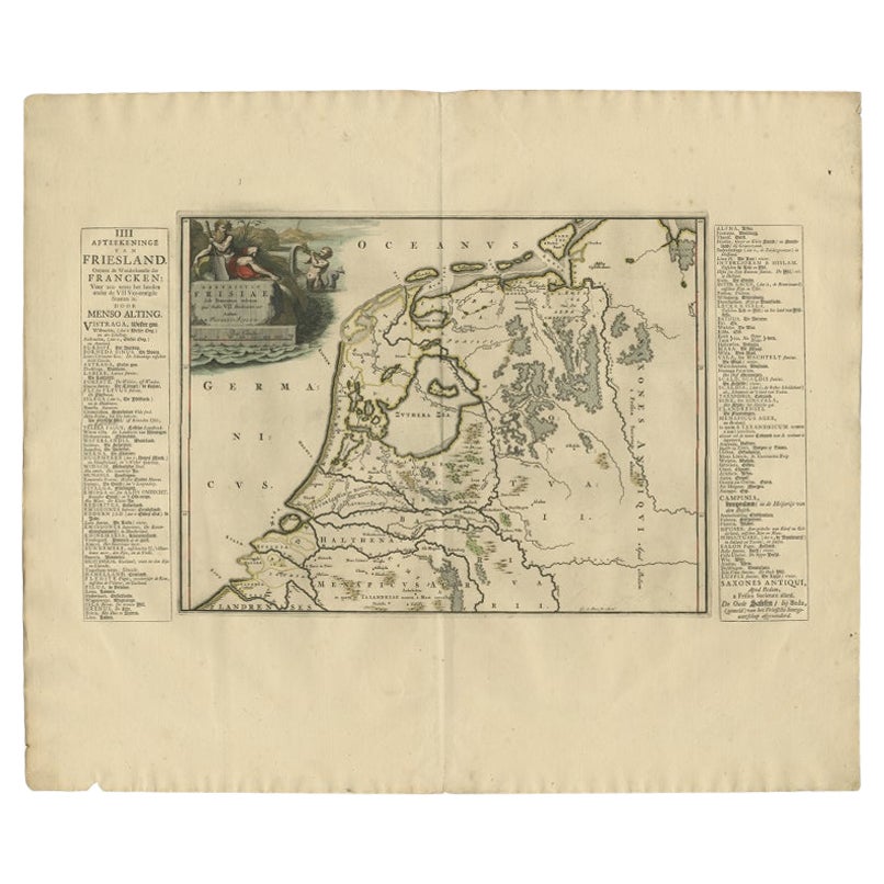 Antique Map of Friesland in the Time of the Franks, 1718