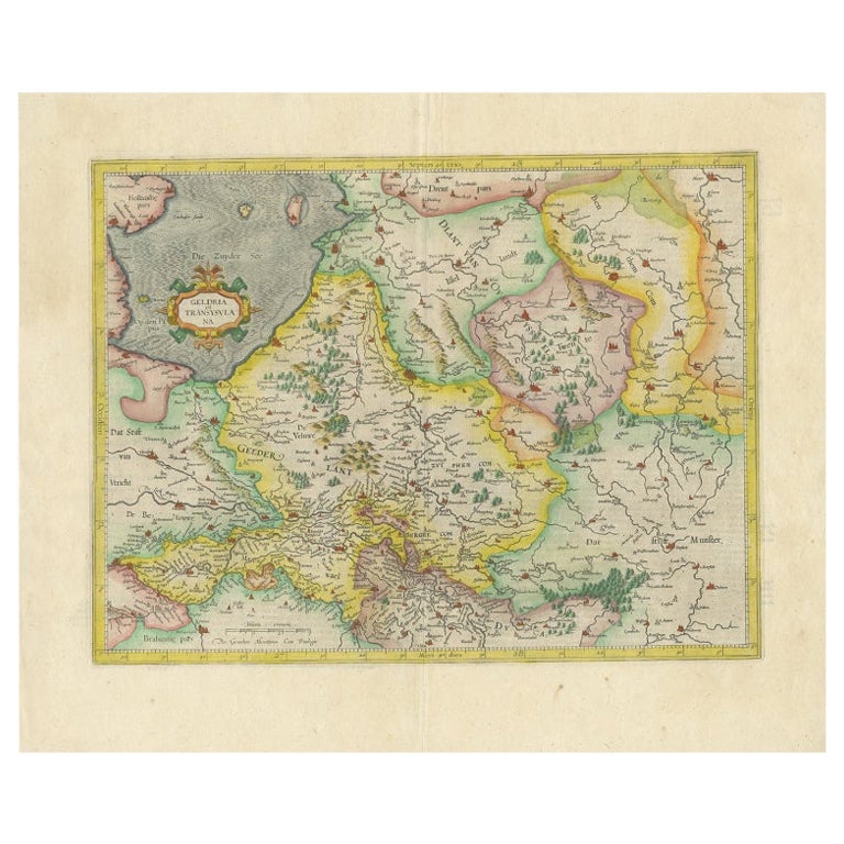 Antike Karte der niederländischen Provinzen Gelderland und Overijssel, 1623
