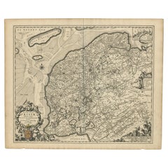 Beautiful First State Map of Friesland, the Netherlands, c.1665