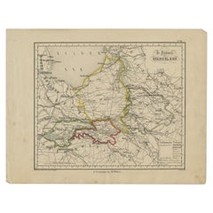 Antique Map of Gelderland, Largest Province of The Netherlands, c.1870