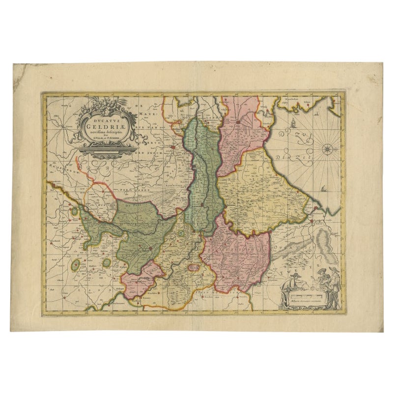 Antike Karte der Provinz Gelderland, Niederlande, um 1690
