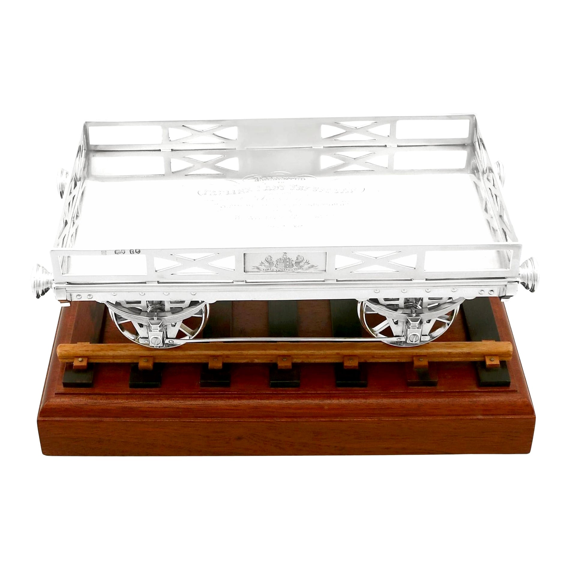 Victorian Sterling Silver Presentation Railway Carriage Centerpiece