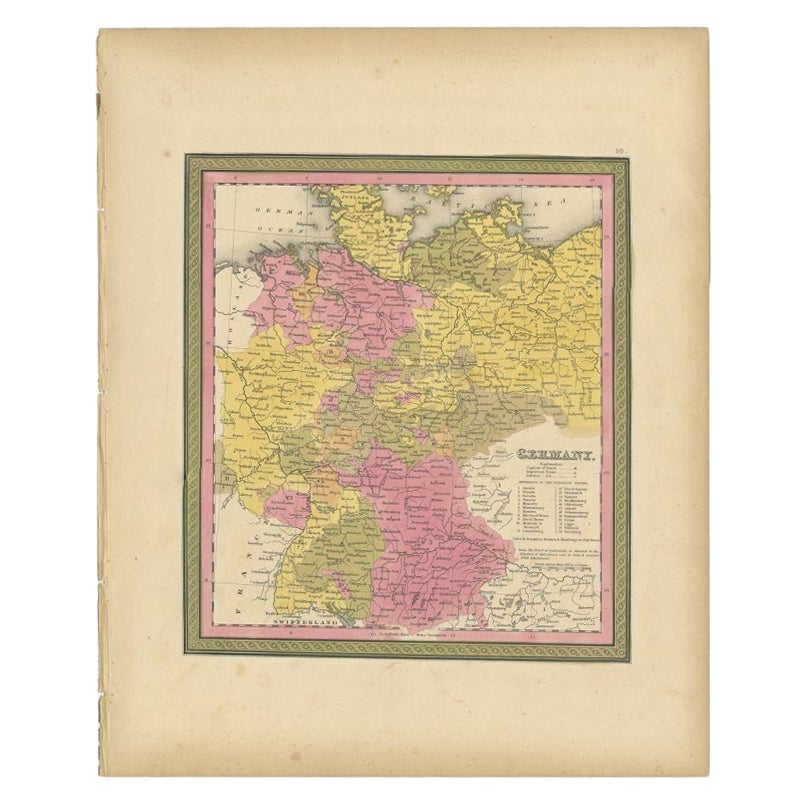 Antique Map of Germany from an American 19th Century Atlas, 1846 For Sale