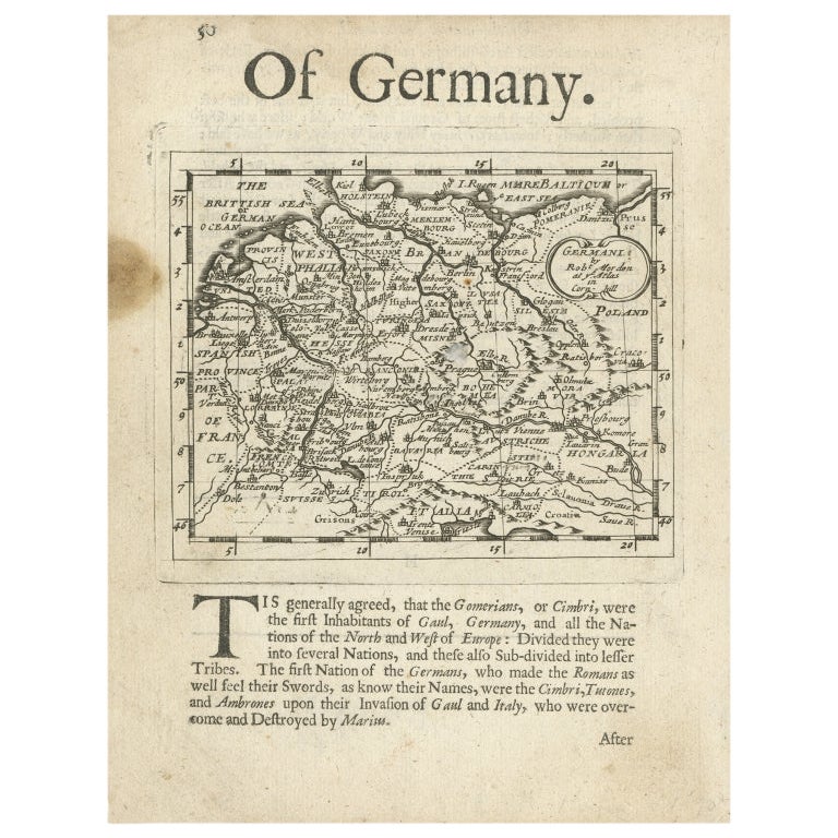 Rare Antique Map of Germany with English Text, c.1690 For Sale