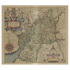 Carte ancienne du Gloucestershire par Camden, vers 1607