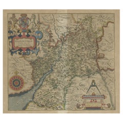 Antike Karte von Gloucestershire von Camden, ca. 1607