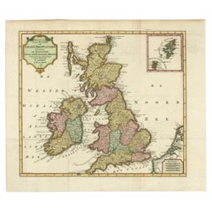 Attractive Original Antique Map of Great Britain and Ireland, c.1750
