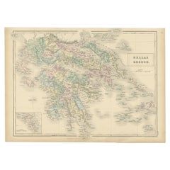 Antique Map of Greece with an Inset Map of Corfu, 1854