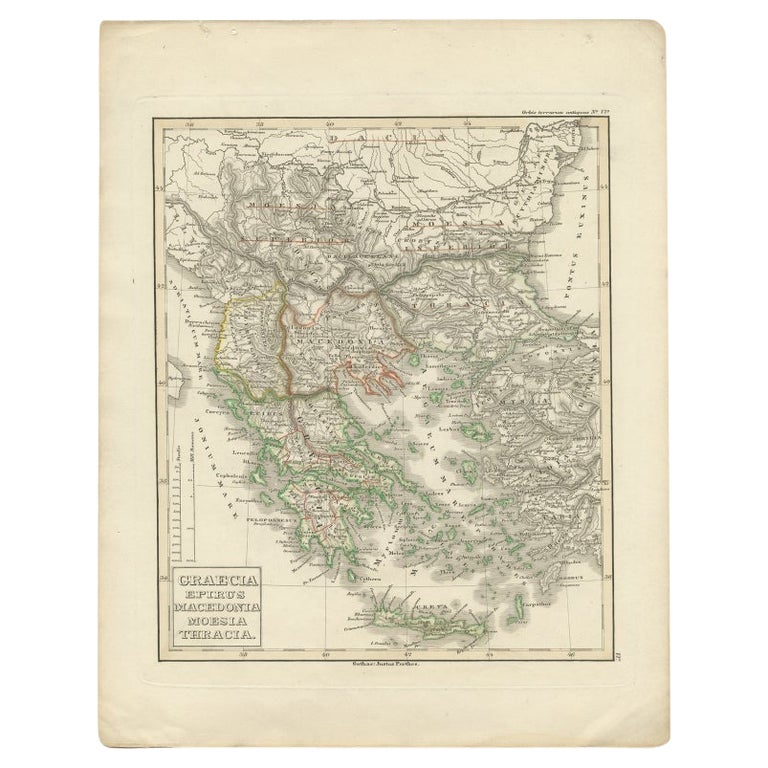 Antique Map of Greece and Macedonia, 1848 For Sale